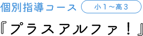 個別指導コース 小1～高3 『プラスアルファ！』